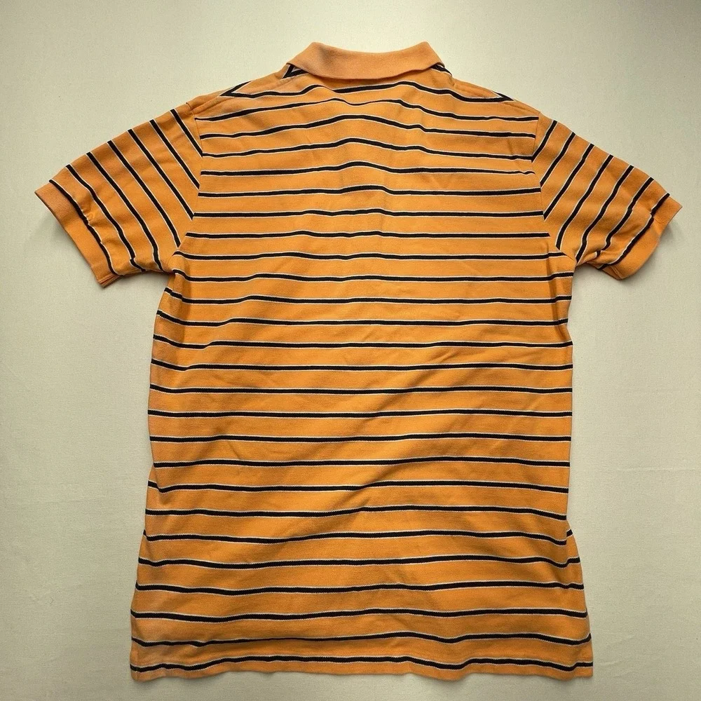 Vintage Polo Ralph‎ Lauren Polo Large Orange & Blue Striped Short Sleeve Flaw